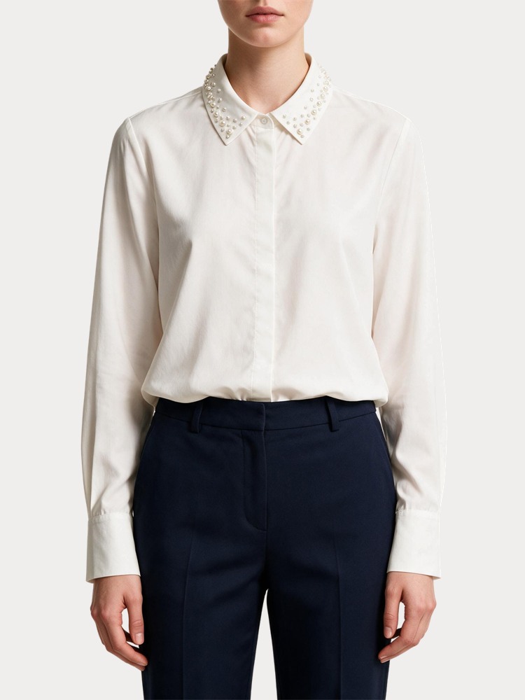 ΠΟΥΚΑΜΙΣΟ VERO MODA VMLENORA L/S SHIRT WVN BTQ IT SNOW WHITE PEARL COLLAR