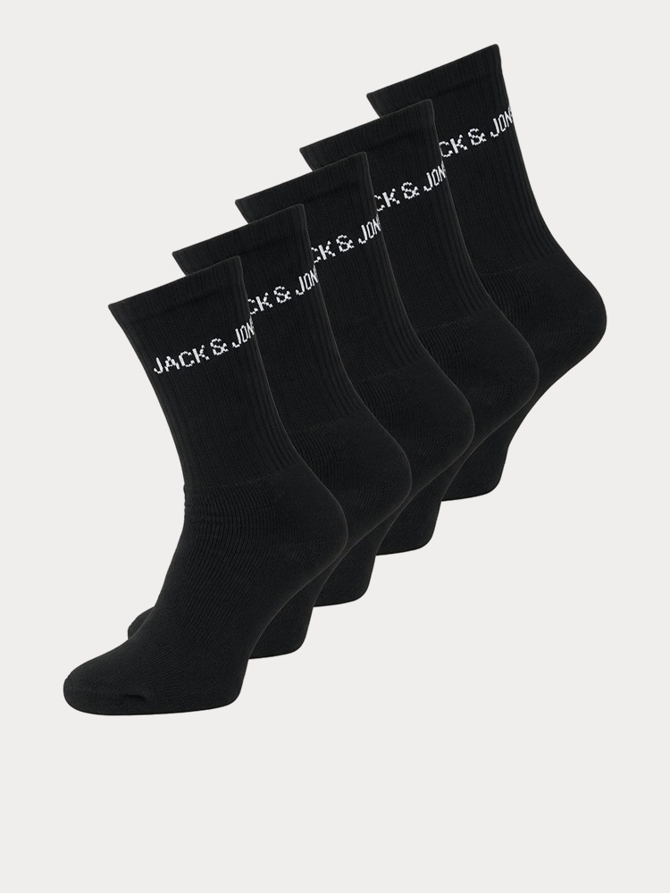 ΚΑΛΤΣΕΣ JACK&JONES 12266536-2 JACREGEN TENNIS SOCK 5 PACK NOOS BLACK - BLACK - BLACK - BLACK