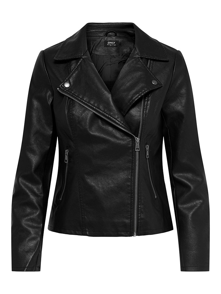 JACKET ONLY MELISA FAUX LEATHER BIKER BLACK