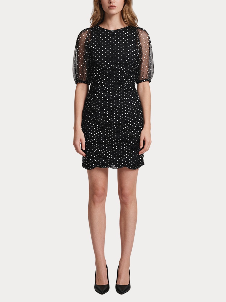 ΦΟΡΕΜΑ ONLY SOPHIE L/S MESH DOT DRESS BLACK