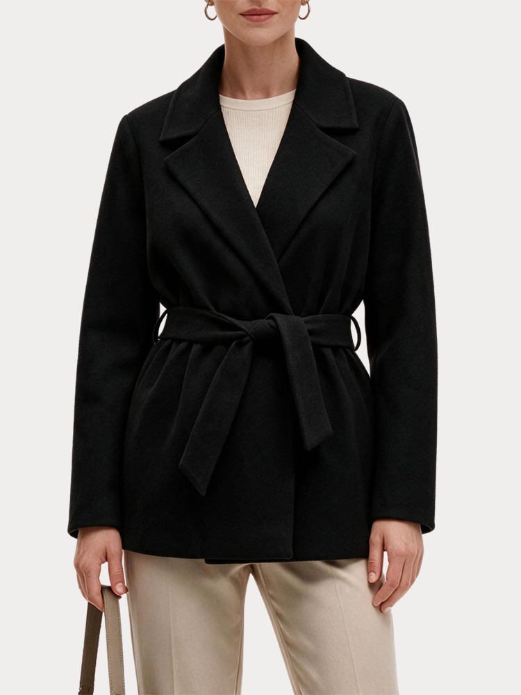ΠΑΛΤΟ ONLY ONLALVILDA SHORT WRAP COAT OTW BLACK