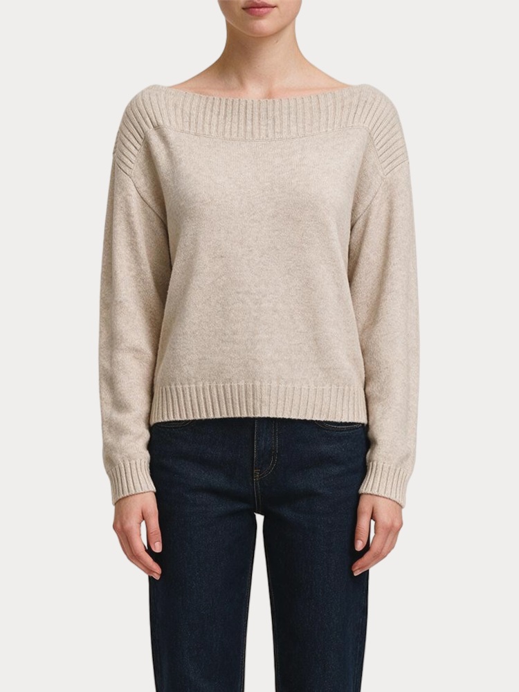 ΠΛΕΚΤΑ ONLY ONLKATIA LS BOATNECK CC KNT MOCHA MERINGUE