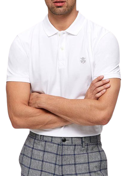 POLO SELECTED SLHARO SS EMBROIDERY WHITE