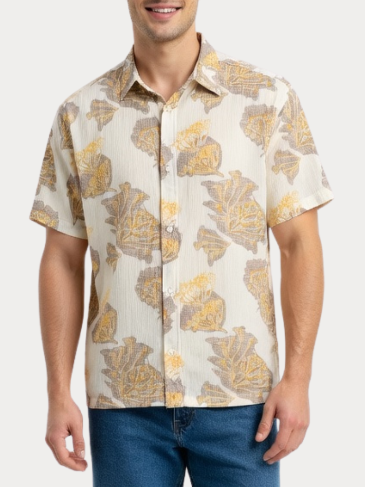 ΚΟΝΤΟΜΑΝΙΚΟ ΠΟΥΚΑΜΙΣΟ JACK & JONES JORMONTAUK AOP ANTIQUE WHITE