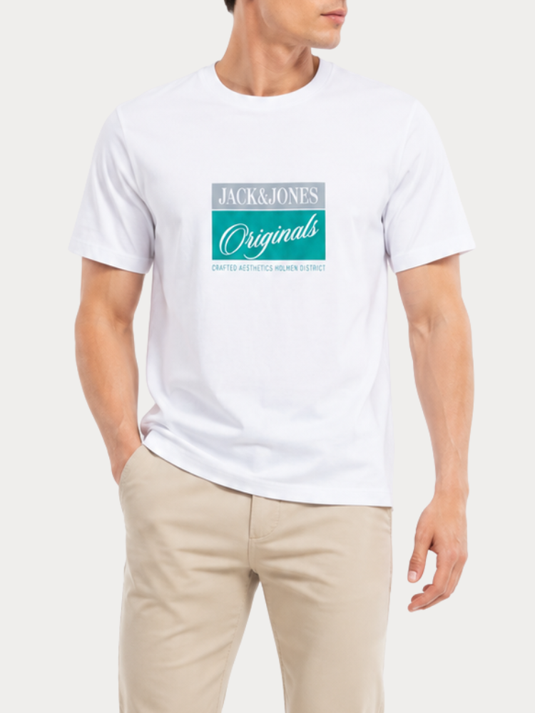 T-SHIRT JACK&JONES 12301966 JORHYERES FRONT SS CREW NECK FST BRIGHT WHITE