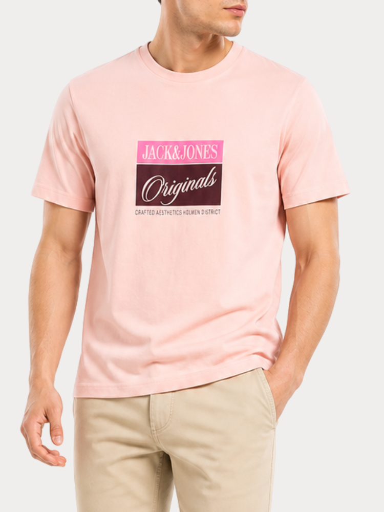 T-SHIRT JACK&JONES 12301966 JORHYERES FRONT SS CREW NECK FST PEACH MELBA