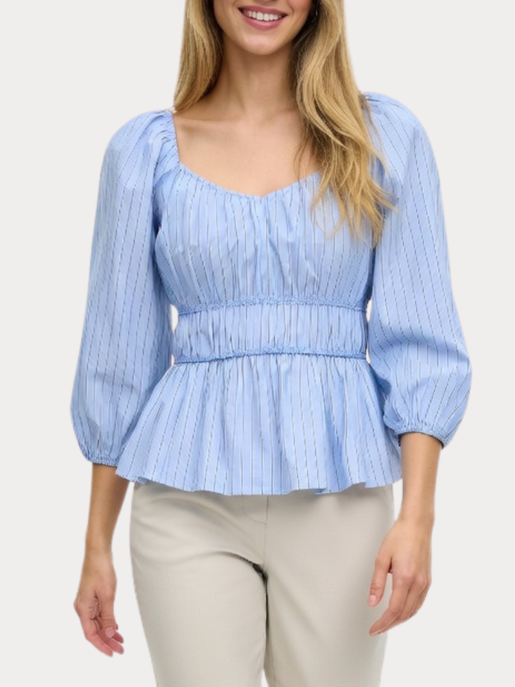 ΜΠΛΟΥΖΑ VERO MODA VMLEYA 3/4 STRIPE TOP WVN BRUNNERA BLUE