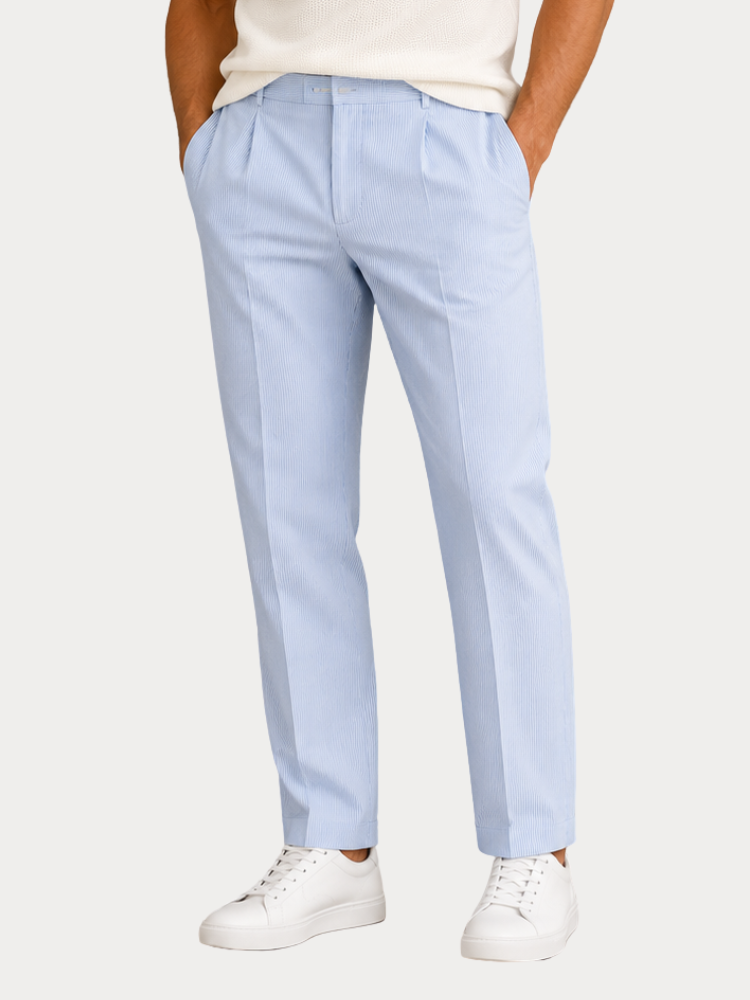 ΠΑΝΤΕΛΟΝΙ JACK&JONES JPSTBILL DIEGO STRIPED PANTS LINEN BLEND BLUE INDIGO