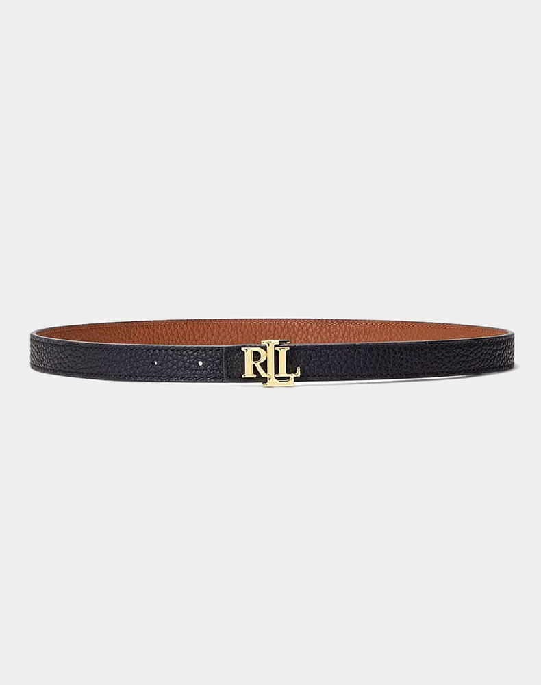 ΓΥΝΑΙΚΕΙΑ ΖΩΝΗ POLO RALPH LAUREN LOGO REVERSIBLE LEATHER LRL 20 SKINNY BELT BLACK/TAN