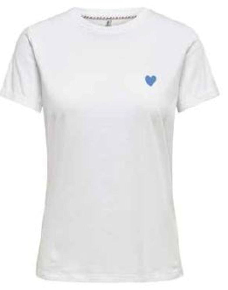 T-SHIRT ONLY MARIA S/S HEART TOP WHITE BLUE