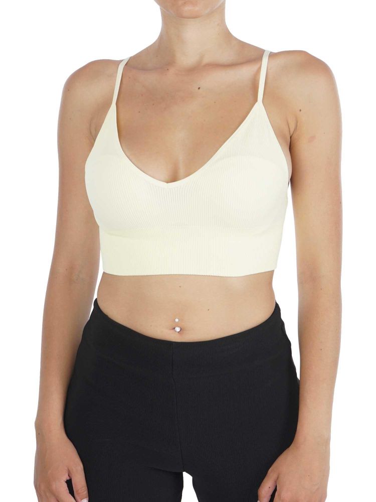 TOP ONLY VICKY RIB SEAMLESS V-NECK CLOUD DANCER