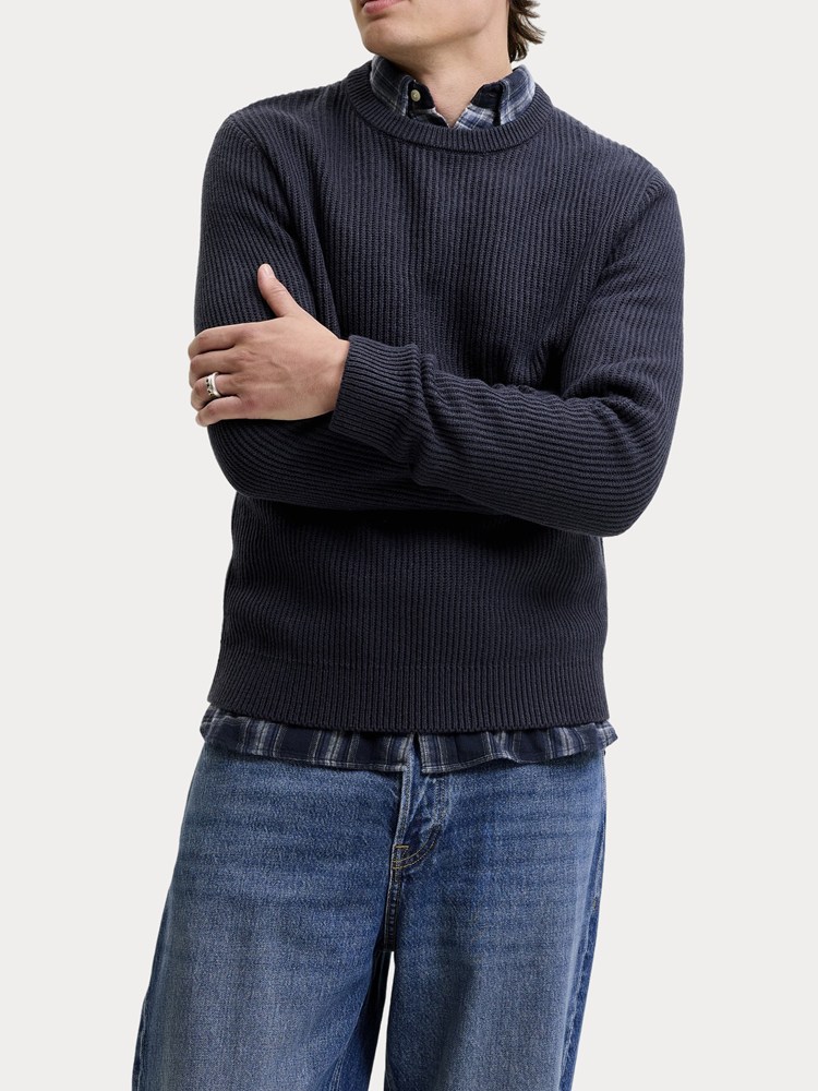 ΠΛΕΚΤΟ JACK&JONES JJPANNEL KNIT CREW NECK AW26 NAVY BLAZER
