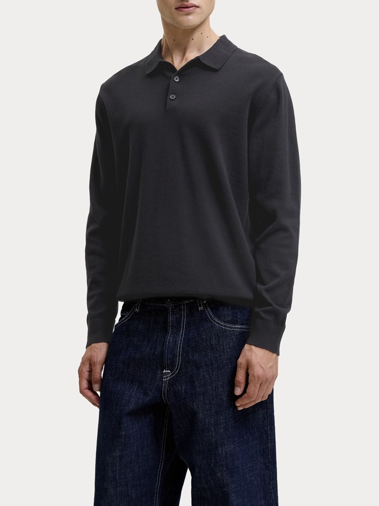 ΠΟΛΟ JACK&JONES JJEBASIC KNIT LS POLO SN BLACK