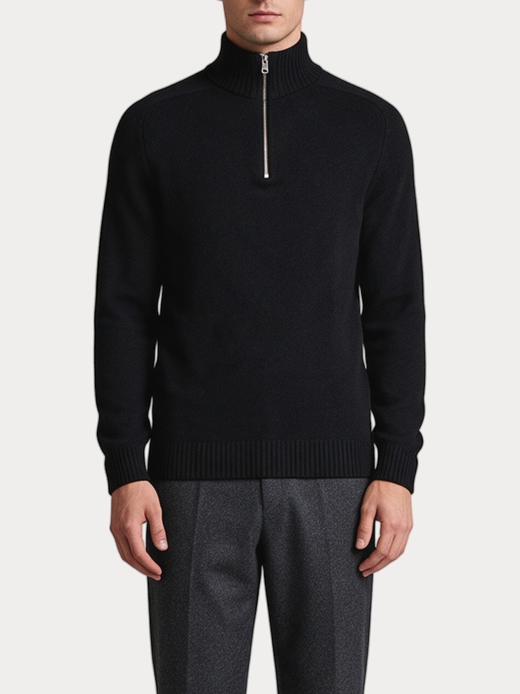 ΠΛΕΚΤΟ SELECTED SLHREG NICO KNIT HALF ZIP HIGH NECK BLACK