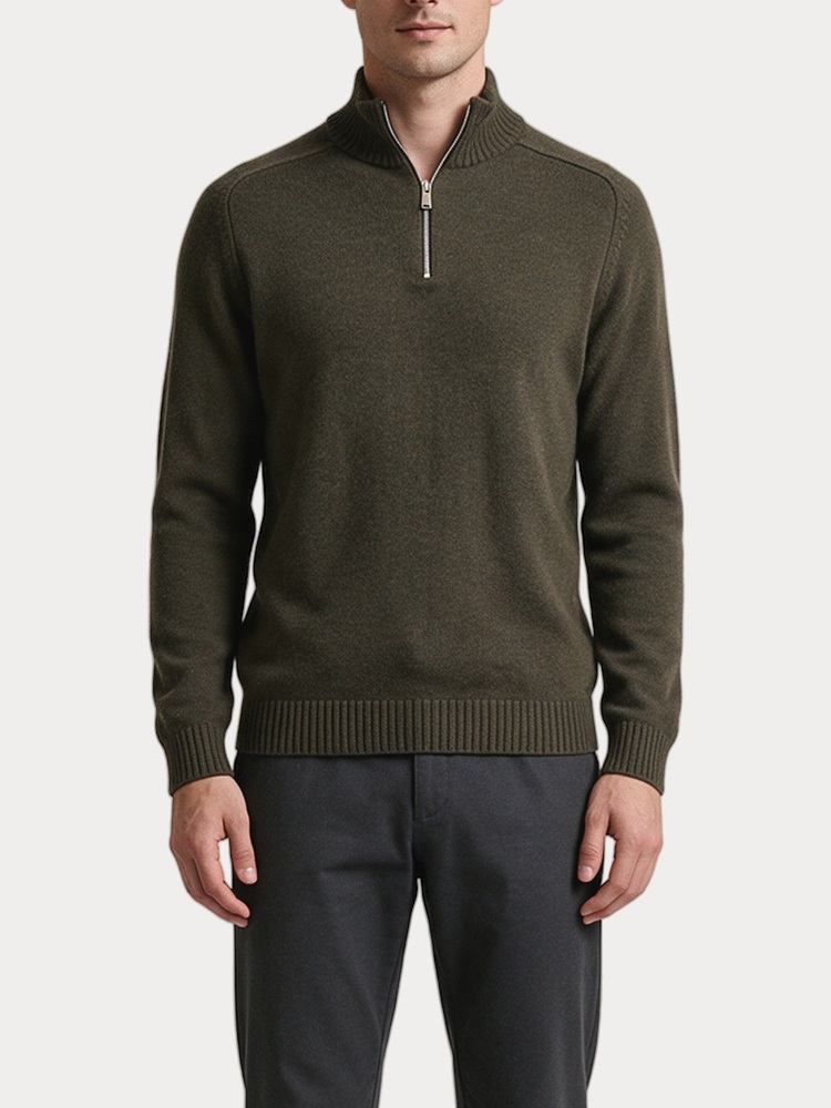 ΠΛΕΚΤΟ SELECTED SLHREG DAN WOOL-MIX ZIP HIGH NECK FOREST NIGHT