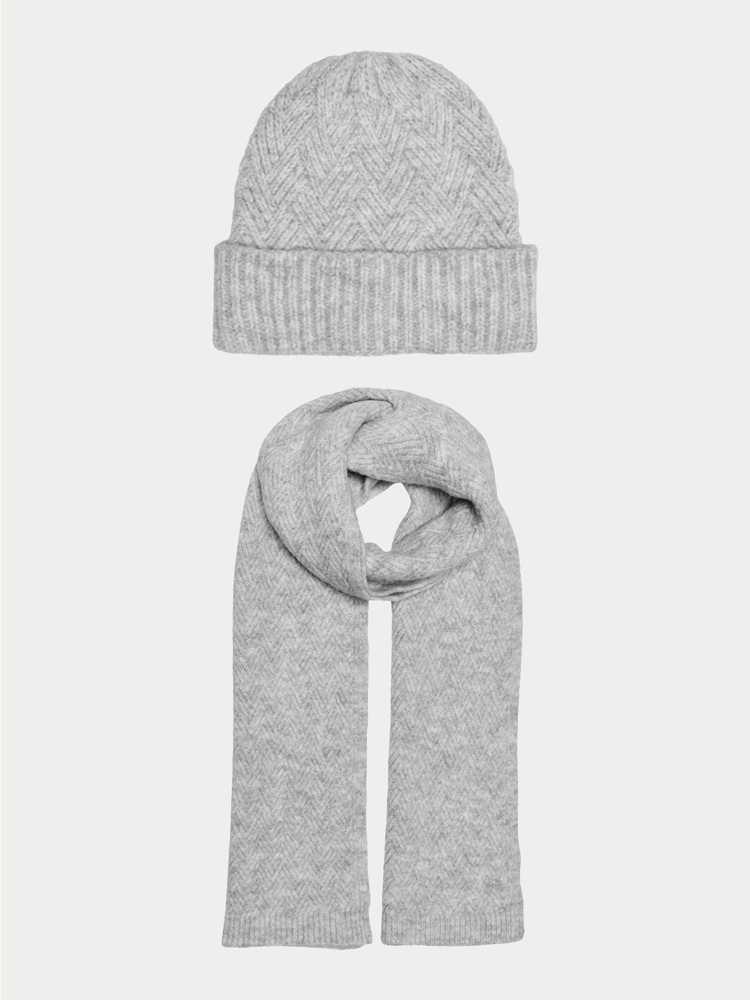 ΣΕΤ ΣΚΟΥΦΟΣ & ΚΑΣΚΟΛ ONLY ONLKATE LIFE KNIT BEANIE SCARF LIGHT GREY