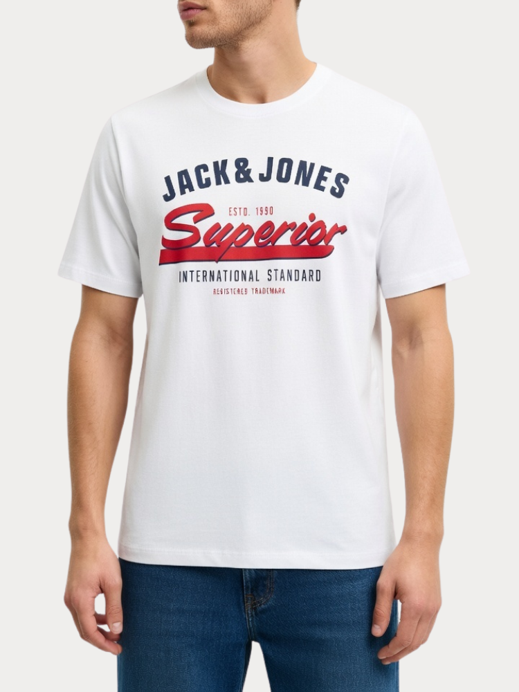 T-SHIRT JACK & JONES JJELOGO TEE SS O-NECK ICEBERG WHITE