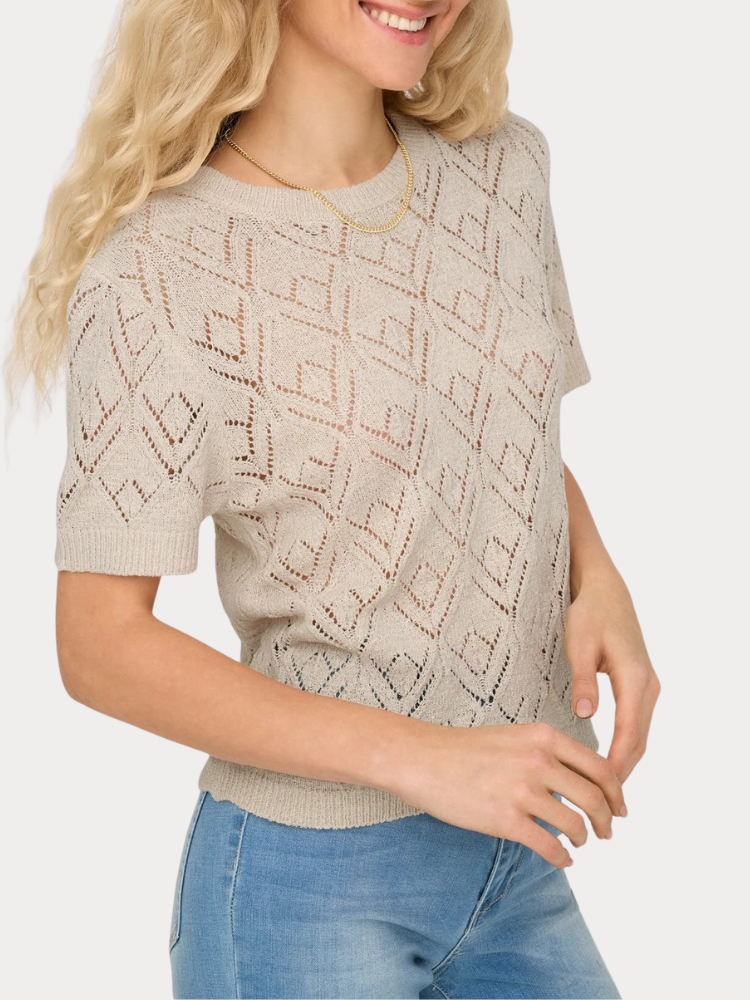 ΜΠΛΟΥΖΑ ONLY SUNNY S/S STRUCTURE PULLOVER KNT NCA BEIGE