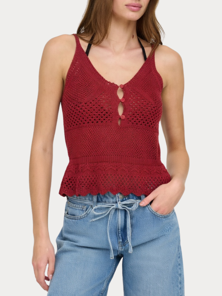 TOP ONLY LISON SL PEPLUM TOP KNT SPICED APPLE