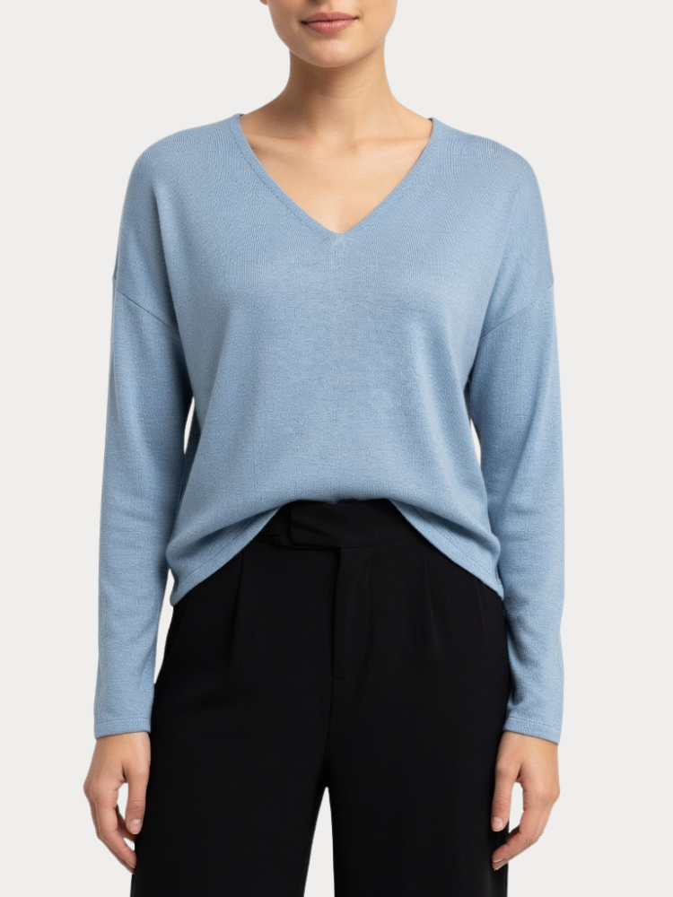 ΜΠΛΟΥΖΑ ONLY CHIANTI LIFE LS V-NECK KNT MOCH WINDWARD BLUE