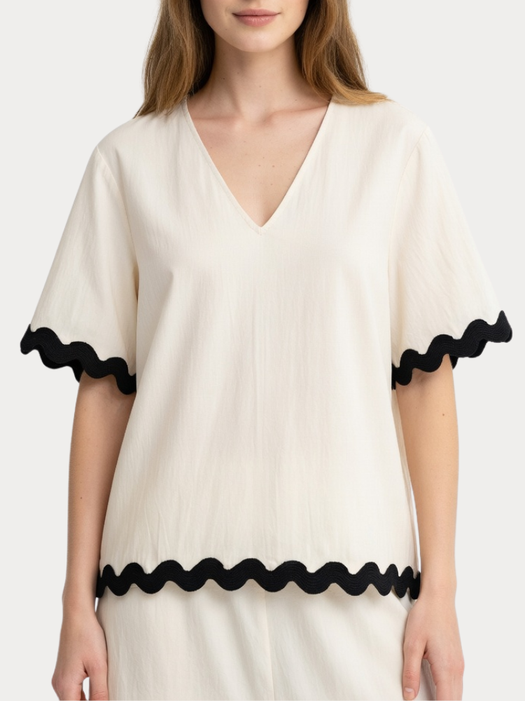 ΜΠΛΟΥΖΑ VERO MODA VMJENNA S/S V-NECK TOP WVN BTQ BIRCH