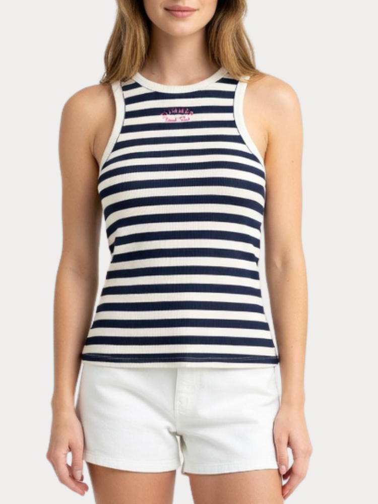 TANK TOP ONLY ISLA S/L ONECK STRIPE BRIGHT WHITE NAVY BLAZER