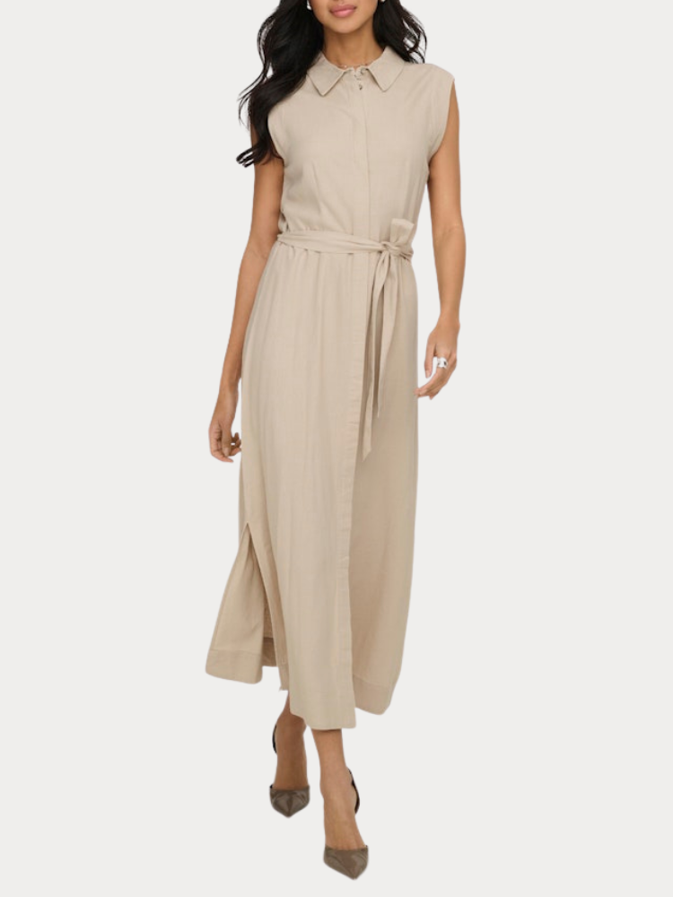 ΦΟΡΕΜΑ ONLY GOA SL LINEN BL SHIRT DRESS OXFORD TAN