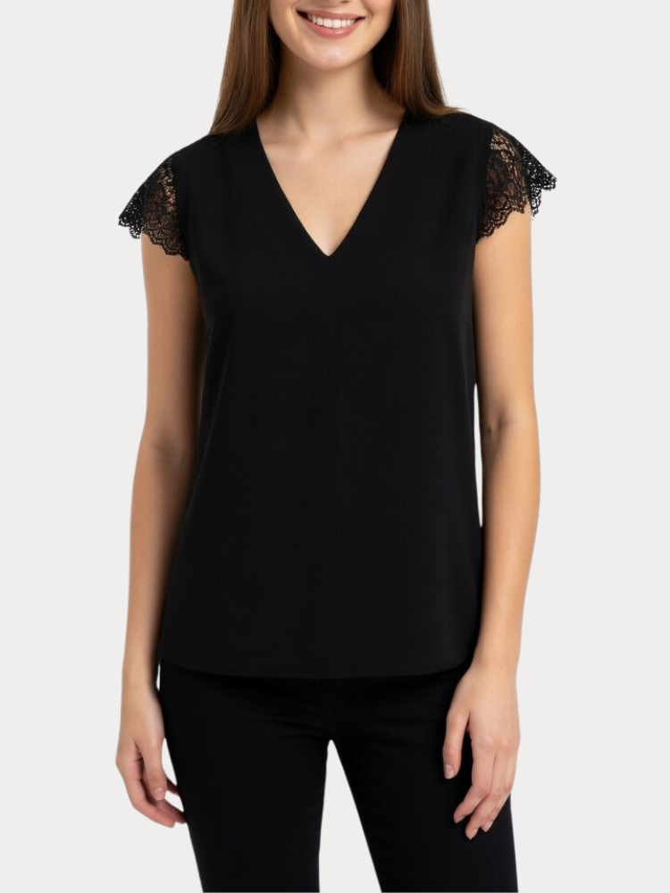 ΜΠΛΟΥΖΑ ONLY ELVA-VIA S/S DETAIL TOP WVN BLACK