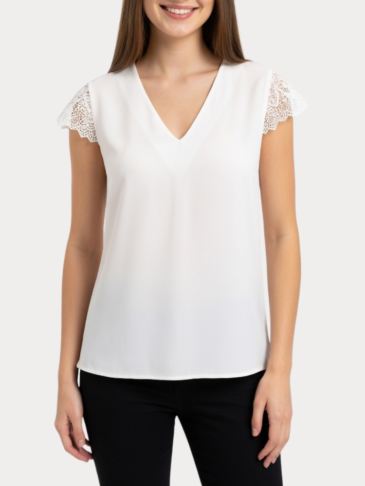 ΜΠΛΟΥΖΑ ONLY ELVA-VIA S/S DETAIL TOP WVN CLOUD DANCER