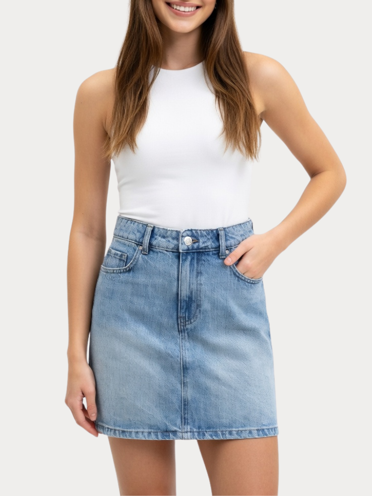 ΦΟΥΣΤΑ ONLY MATILDA SHORT SKIRT DNM PIM MOCH MEDIUM BLUE DENIM