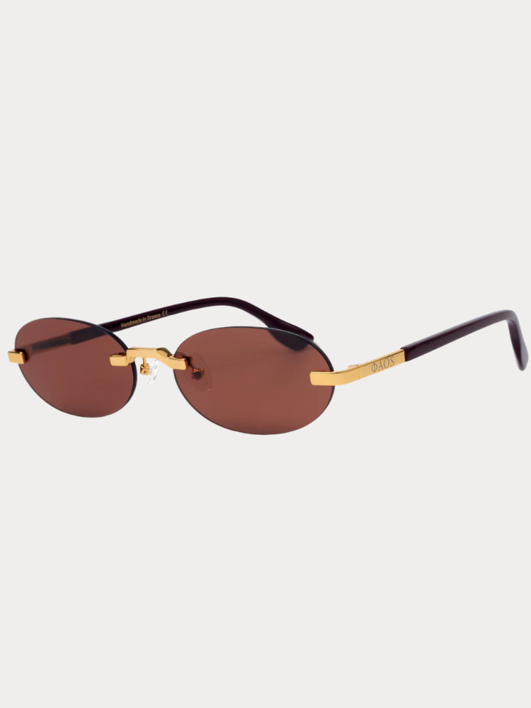ΓΥΑΛΙΑ ΗΛΙΟΥ FAOS PHAESTUS RIMLESS GOLD/BURGUNDY