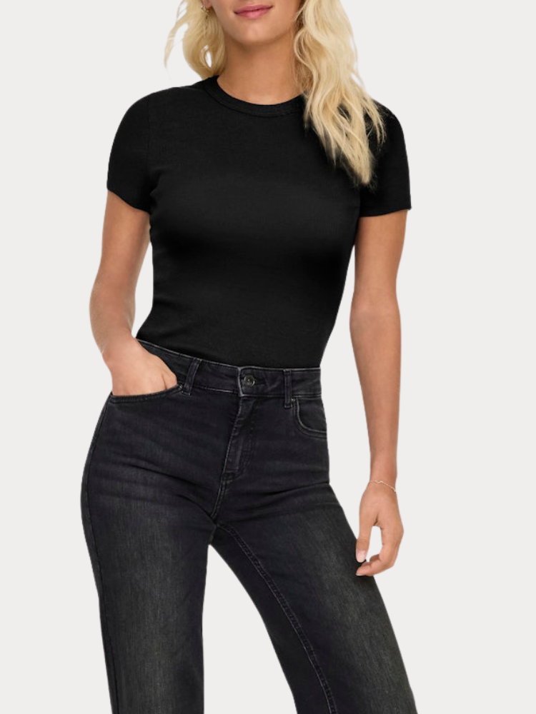 TOP ONLY VAL S/S O-NECK BLACK