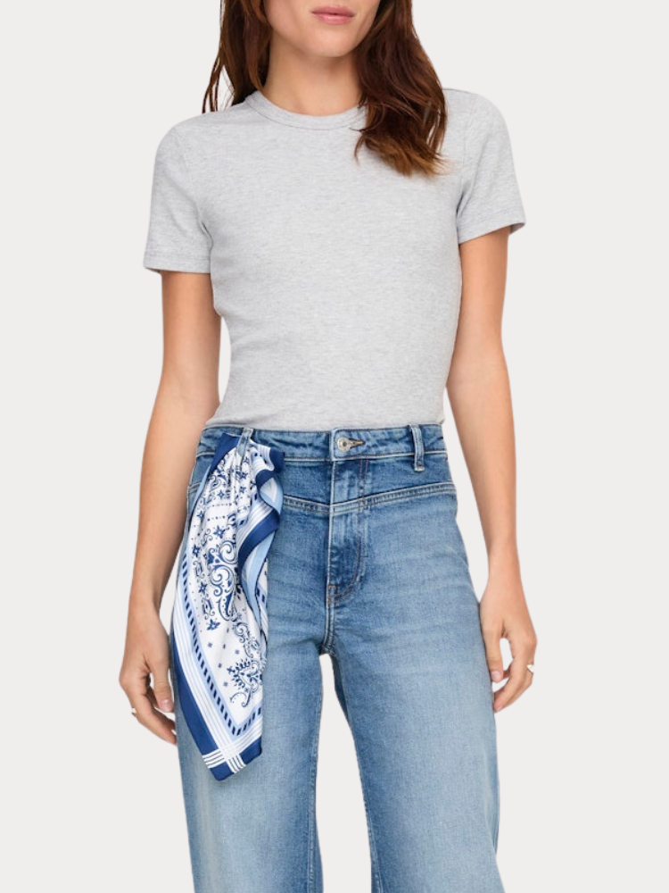 TOP ONLY VAL S/S O-NECK LIGHT GREY