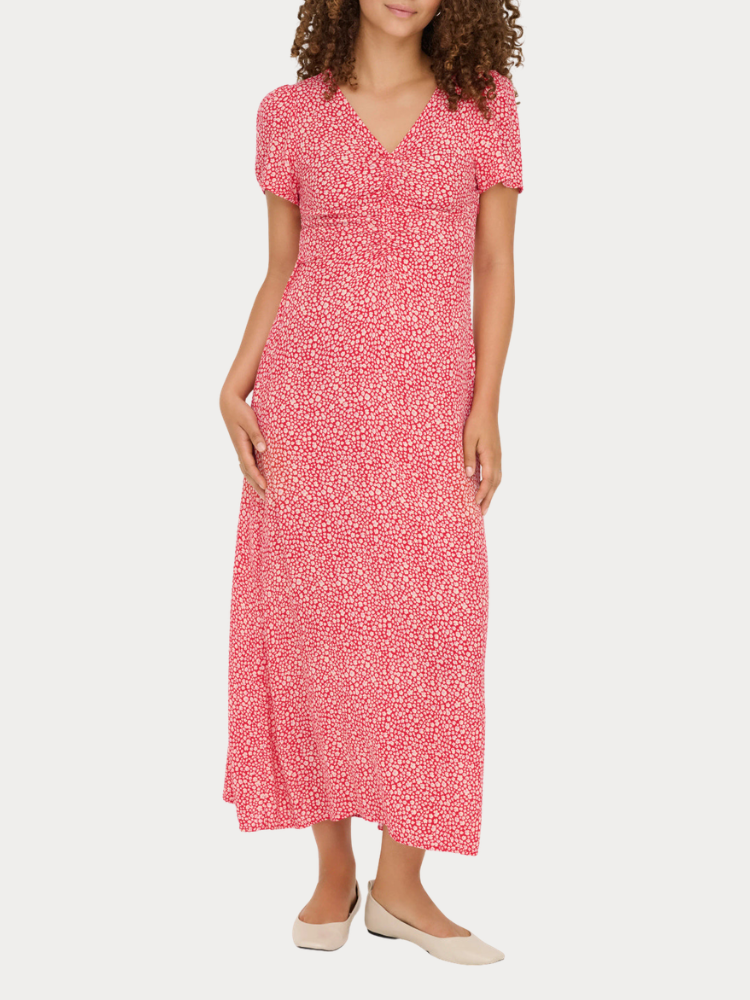 ΦΟΡΕΜΑ ONLY ANCONA SS V-NECK DRESS MOCH WVN HIGH RISK RED