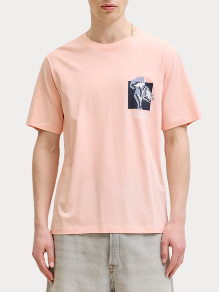 T-SHIRT JACK & JONES JORMONTAUK CHESTIE TEE SS CREW NECK PEACH MELBA