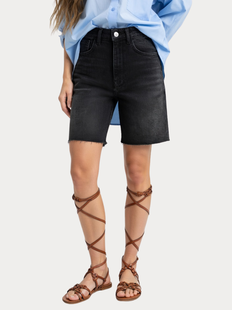 ΤΖΙΝ SHORTS ONLY HANNAH HW WIDE LEG WASHED BLACK