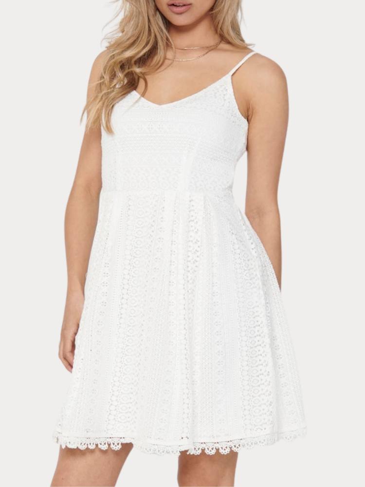 ΦΟΡΕΜΑ ONLY ONLHELENA LACE S/L SHORT DRESS WHITE
