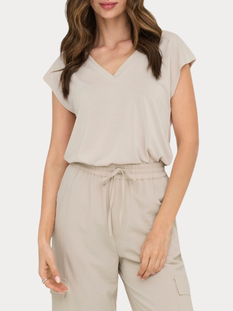 V-NECK TOP ONLT FREE S/S MOD. PUMICE STONE