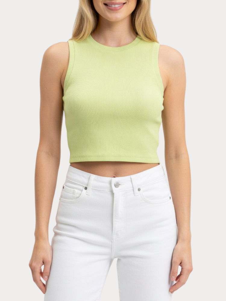 TANK TOP ONLY VILMA S/L CROPPED JRS DOUBLE CREAM