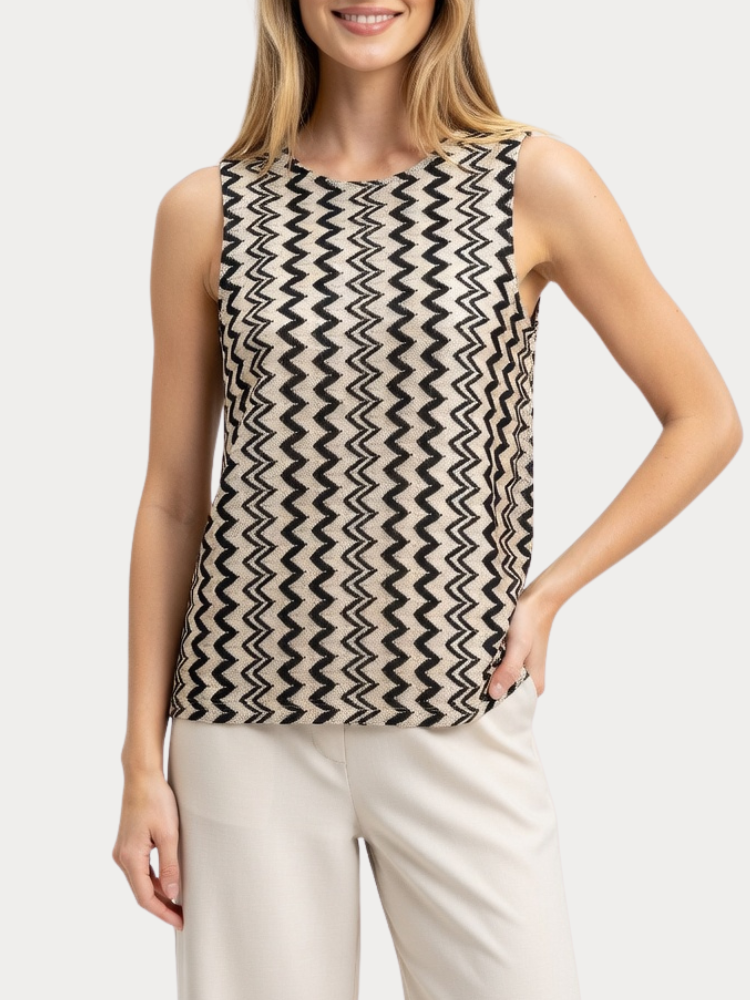 ΜΠΛΟΥΖΑ VERO MODA VIOLA SL O-NECK BLACK / BEIGE