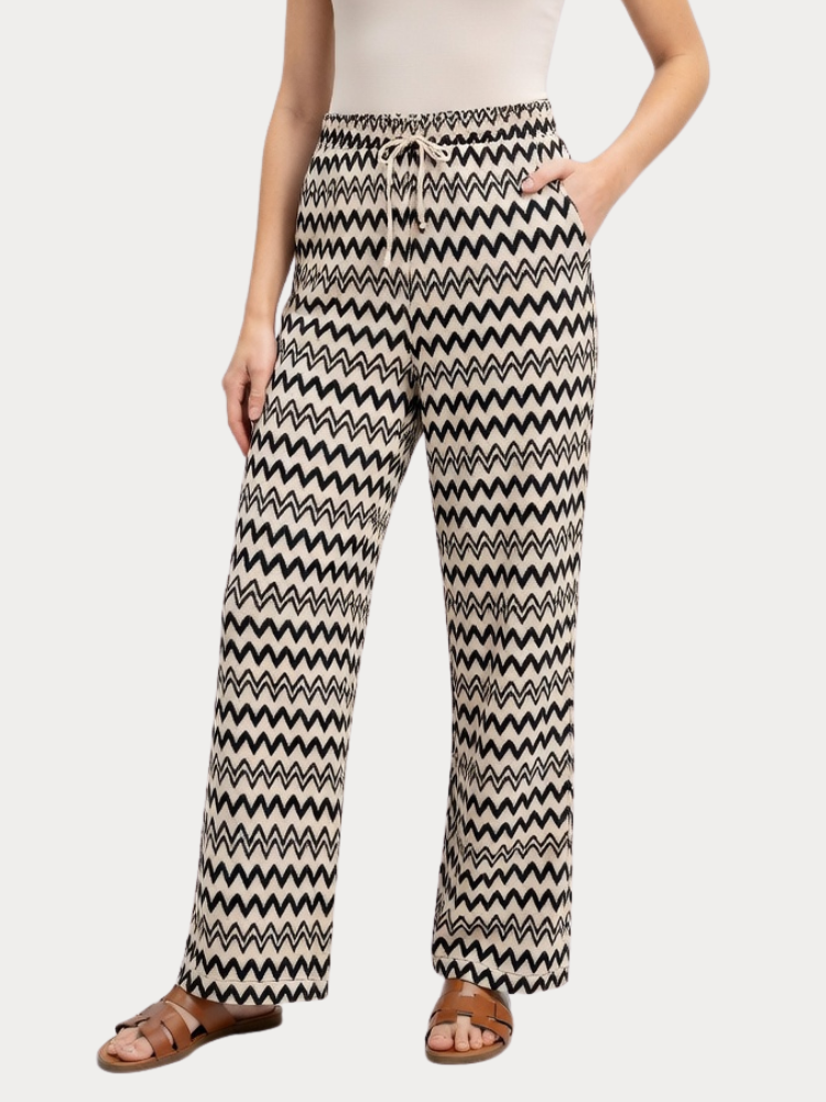 ΠΑΝΤΕΛΟΝΙ VERO MODA VIOLA HW WIDE BLACK / BEIGE