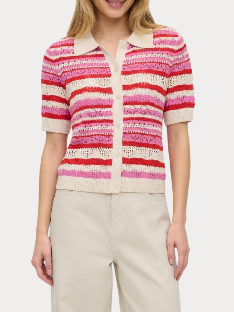 POLO ONLY LULA S/S CARDIGAN HIGH RISK RED