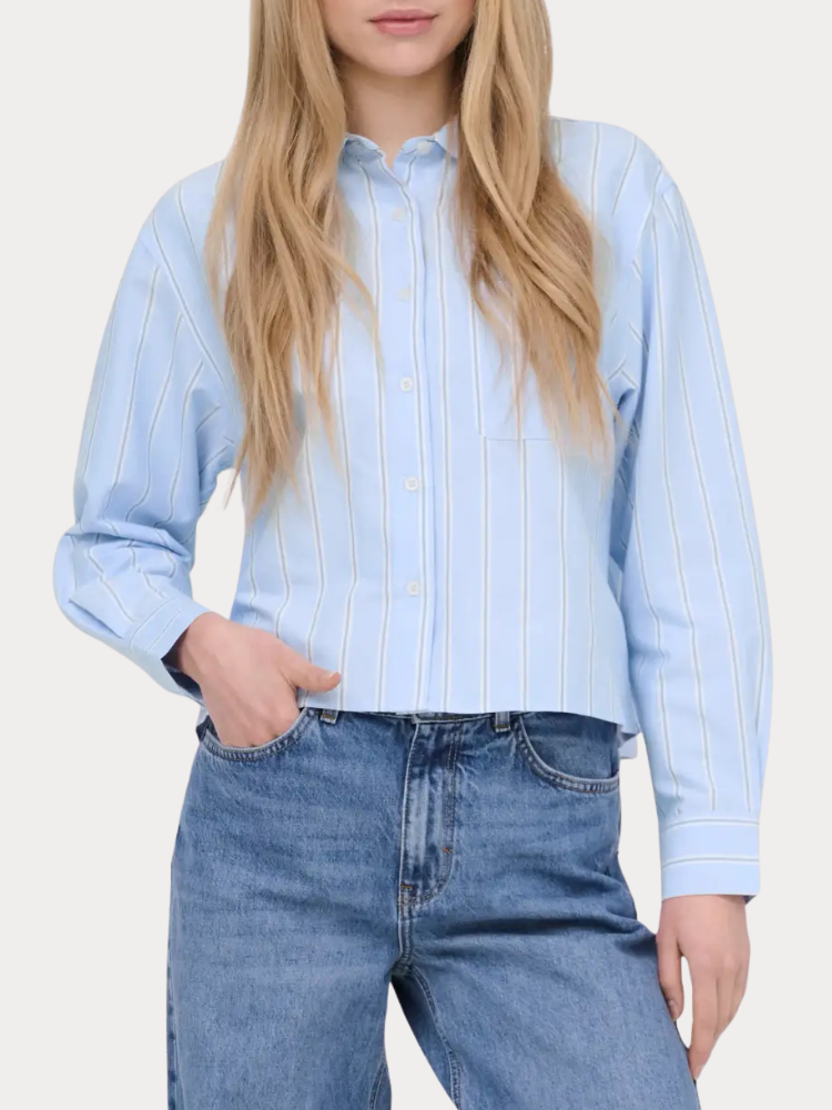 ΠΟΥΚΑΜΙΣΟ ONLY ELOWEN LS STRIPE SHIRT WVN EX ZEN BLUE CLOUD DANCER