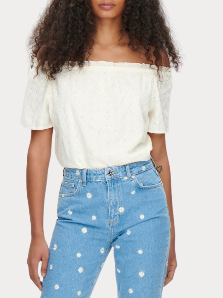 TOP ONLY ONLSANDY OFFSHOULDER TOP WVN BEIGE