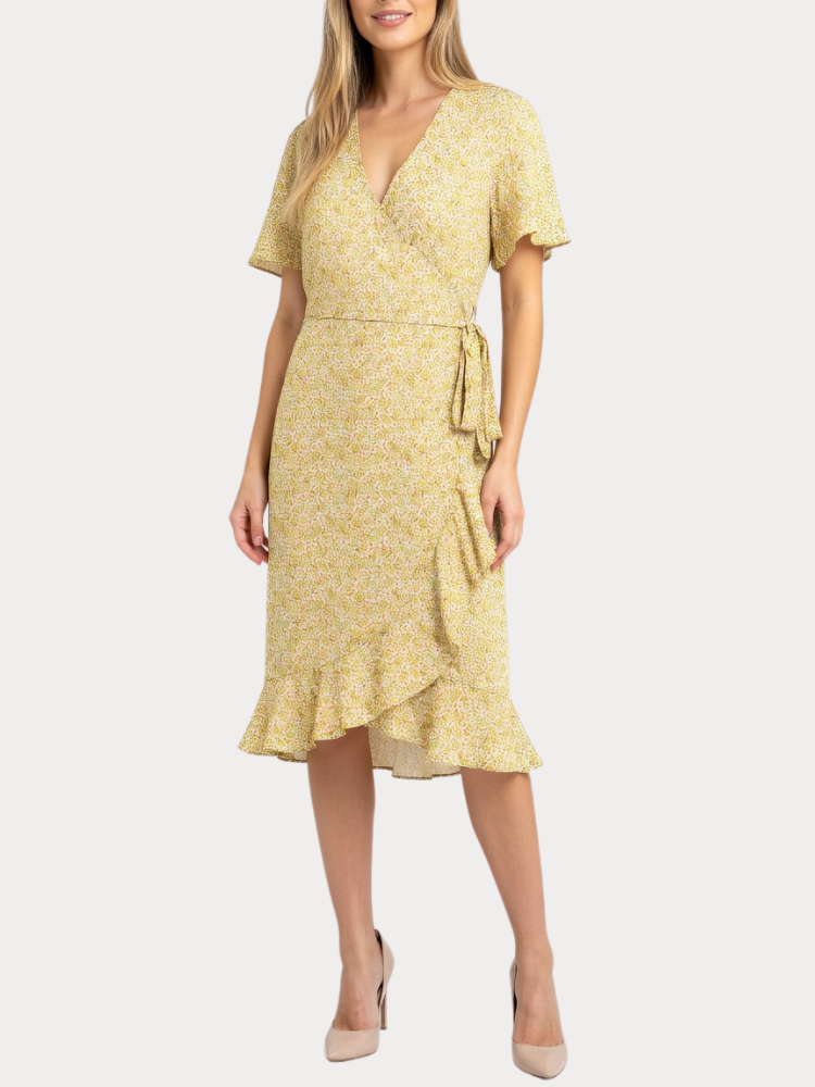 DRESS VERO MODA VMHENNA 2/4 WRAP FRILL DRESS EXP GA YELLOW