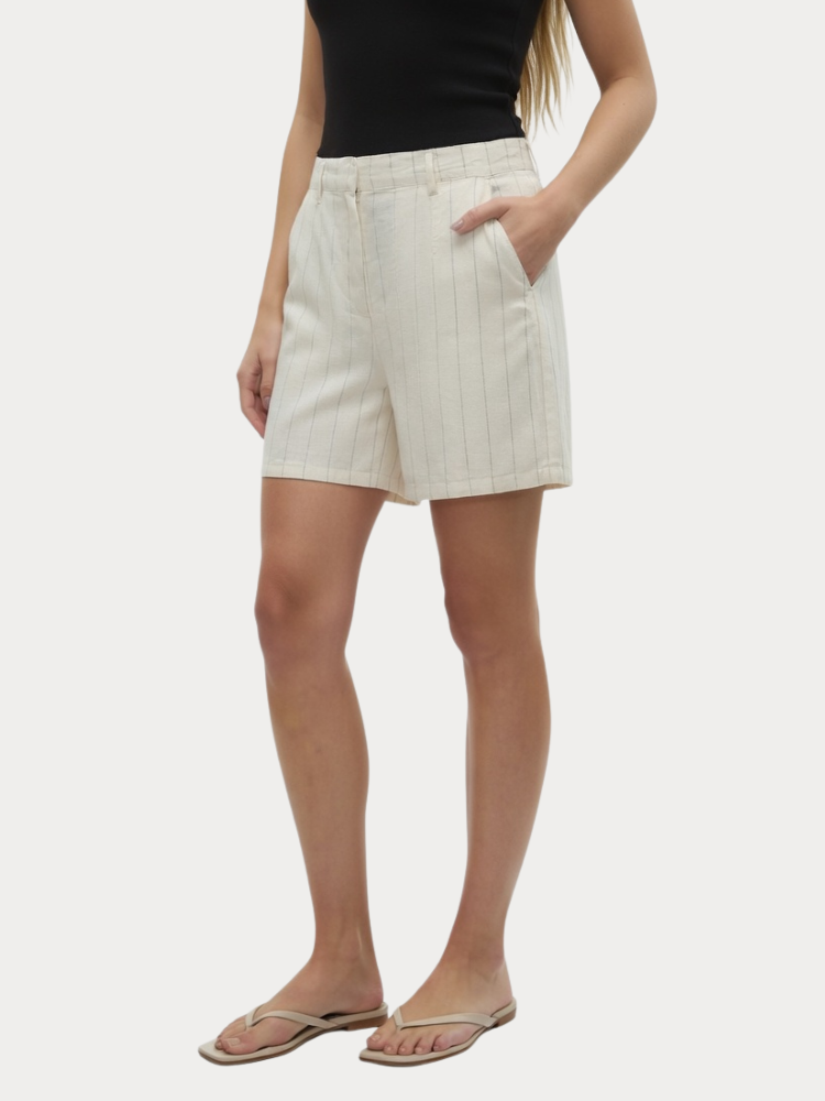 SHORTS VERO MODA VMMINDY HW LINEN SHORTS MIX NOOS STRIBE ECRU /GREY