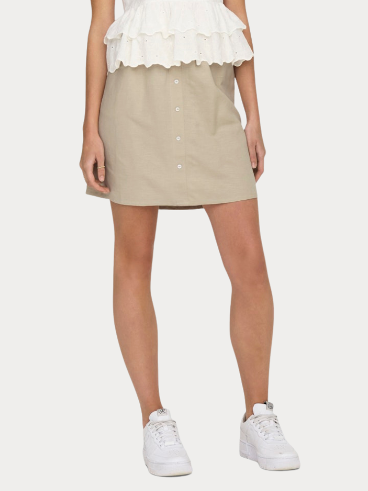 SKIRT ONLY ONLKERRY MW SHORT BUT LINEN BL SKIRT PNT BEIGE