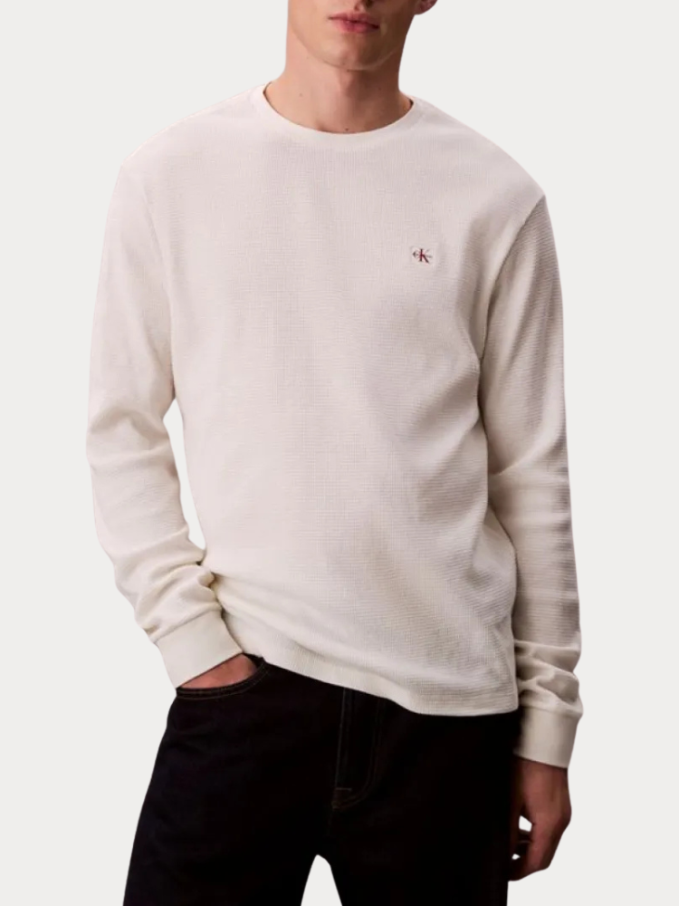 LONG SLEEVE CALVIN KLEIN JEANS LS WAFFLE BADGE CREW NECK TOFU