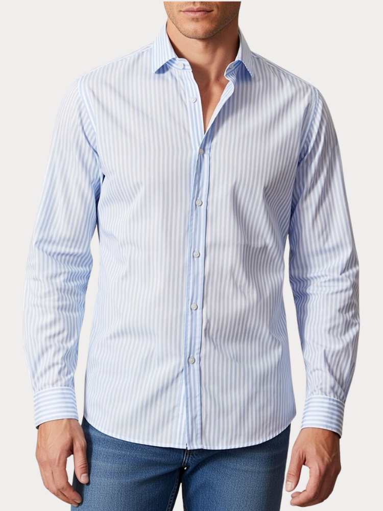 ΠΟΥΚΑΜΙΣΟ JACK & JONES JJHENRY MIX SLUB SHIRT LS STRIPE BLUE