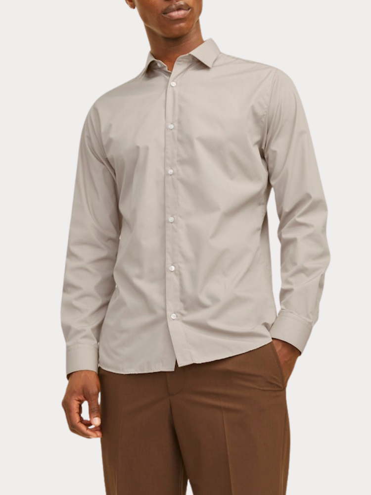 ΠΟΥΚΑΜΙΣΟ JACK & JONES JJJOE LS PLAIN PURE CASHMERE BEIGE